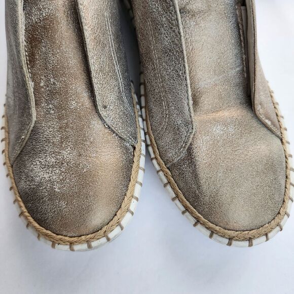 J Slides Slip On Sneaker Size 6 New Kayla Leather Cork Metallic Tab Whipstitch - Picture 4 of 13